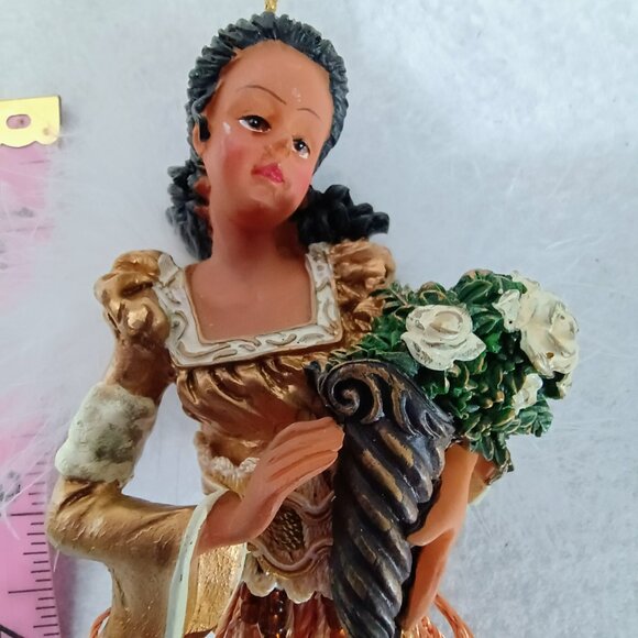 EUC: Vintage Gold & Orange Beaded Tassel Angel Christmas Ornament MCM Holiday - Picture 3 of 4